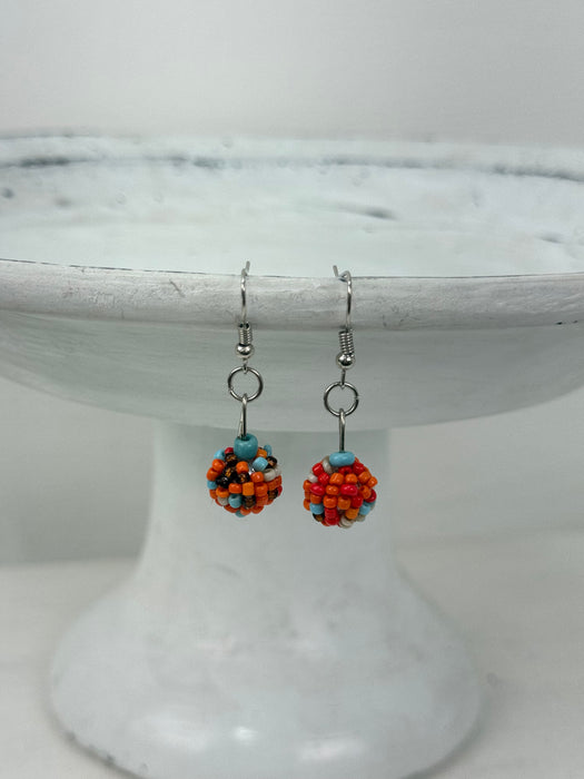Alia Earrings - Orange & Turquoise Mix
