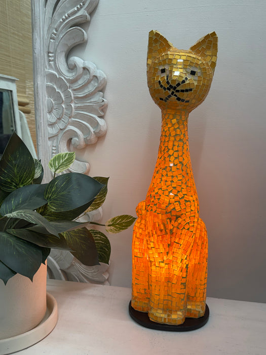 Mosaic Cat Lamp - Gold