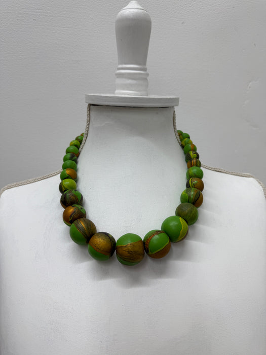 Helice Necklace -Green & Gold ~ ALL JEWELLERY 3 FOR 2