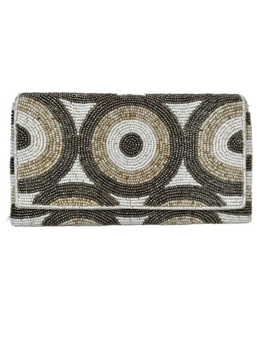 Kendra Beaded Clutch - Cream & Silver