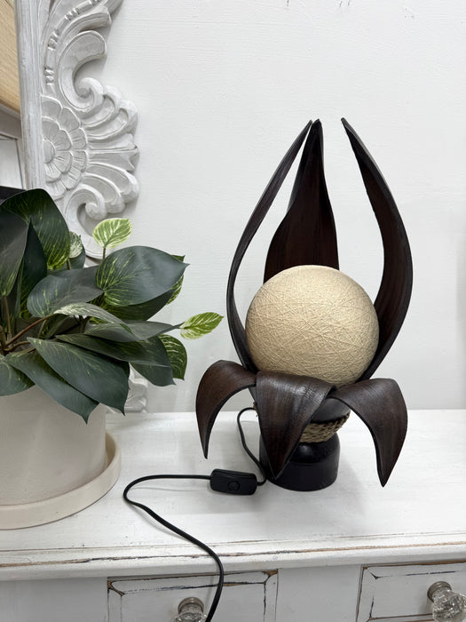 Large Coco Palm Spire Lamp - Dark Brown