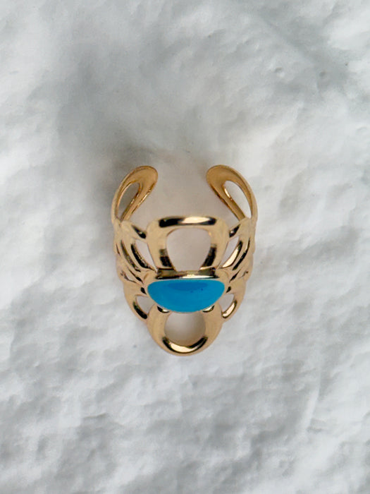 Turquoise Open Flower Ring