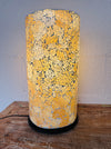 front view of mosaic cylinder lamp light on