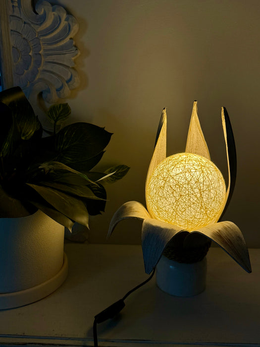 Small Coco Palm Spire Lamp - White Wash