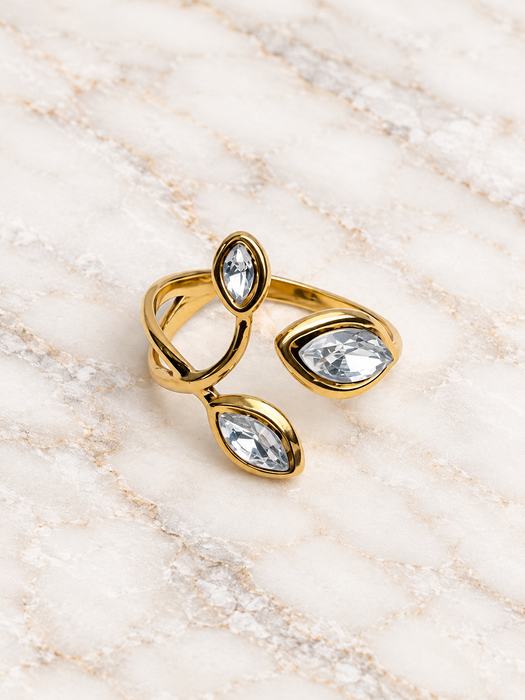 Clear Crystal Leaf Ring