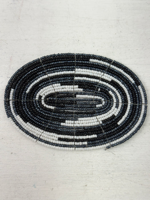 Beaded Oval Coaster - Gunmetal
