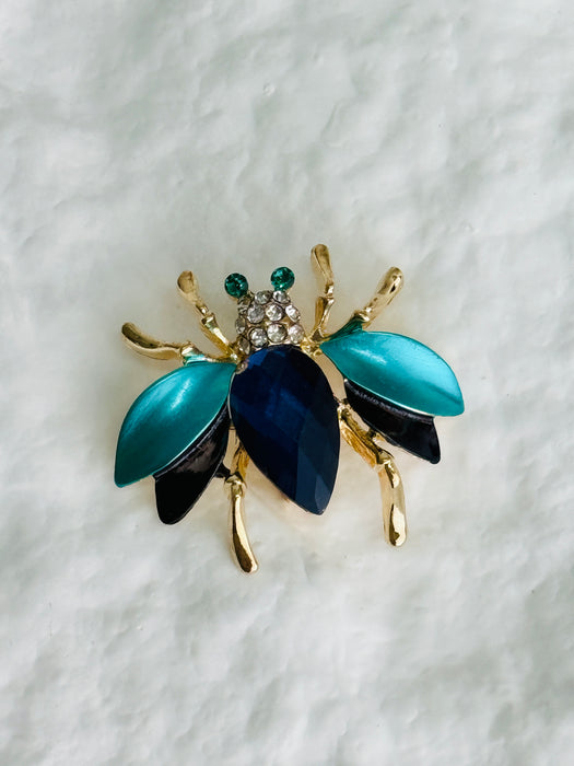 Blue Crystal Bee Brooch