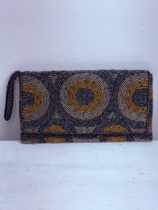 Kendra Beaded Clutch - Gold & Gunmetal