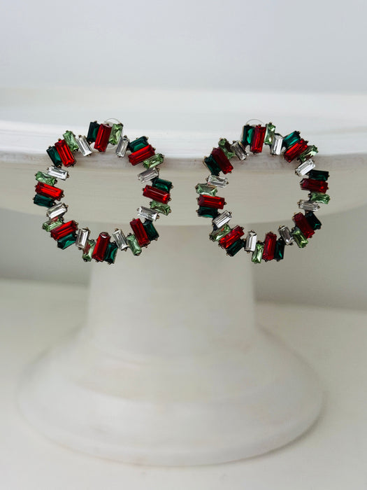 Christmas Wreath Hoop Earrings
