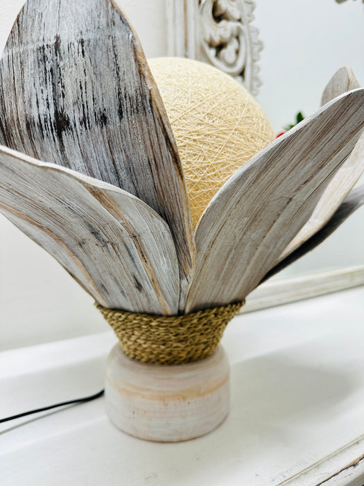 Coco Palm Lamp - Short White Wash