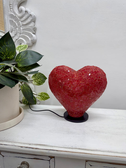 Mosaic Heart Lamp - Red