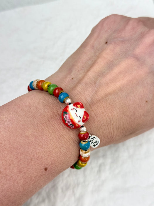 Maneki Bracelet - Red Cat