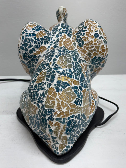 Mosaic Elephant Lamp - Blue Gold