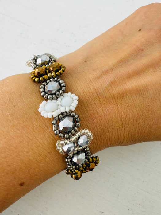 Nell Bracelet- Silver & White ~ ALL JEWELLERY 3 FOR 2