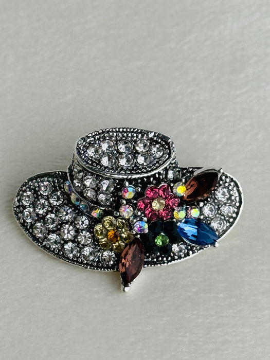 Crystal Hat Brooch