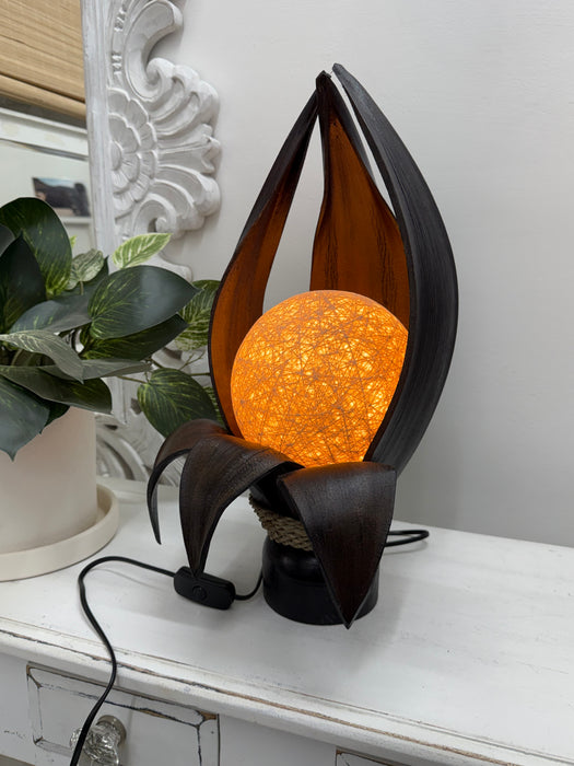 Large Coco Palm Spire Lamp - Dark Brown