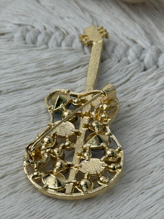 Crystal Guitar Brooch
