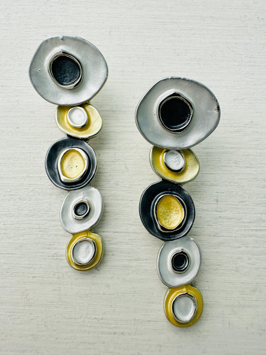 Domna Earrings - Gold & Gray