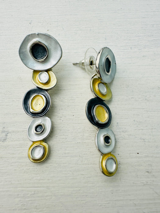 Domna Earrings - Gold & Gray