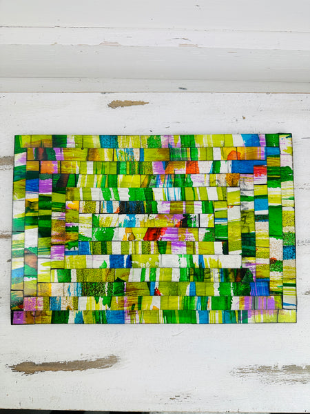 front view of mosaic placemat in green