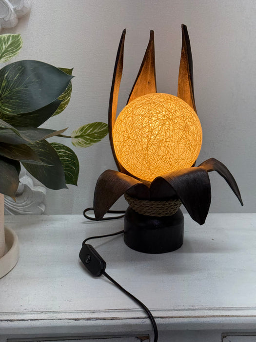 Small Coco Palm Spire Lamp - Dark Brown