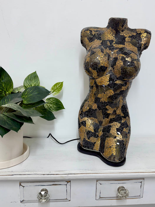 Large Mosaic Bust Lamp - Black Gold