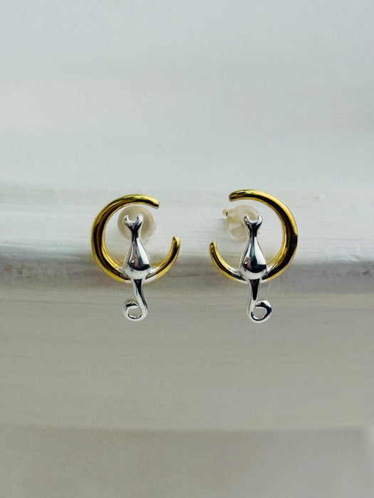 Cat & Moon Earrings
