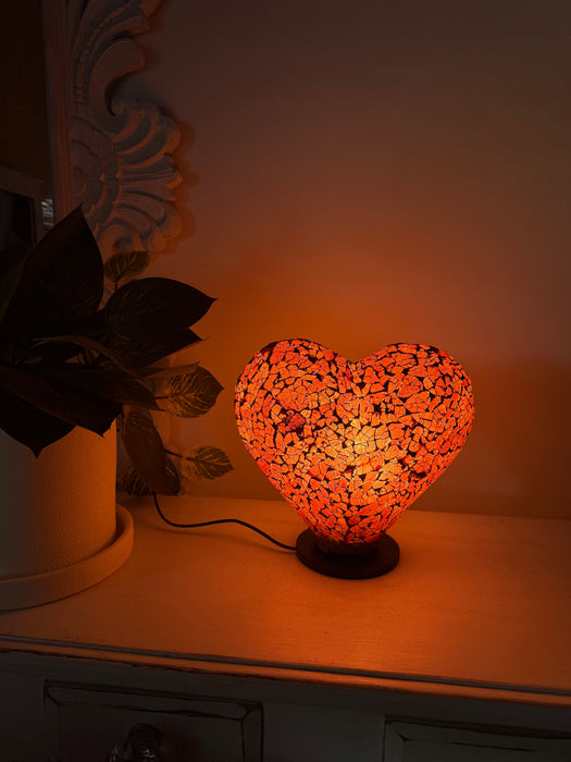 Mosaic Heart Lamp - Red