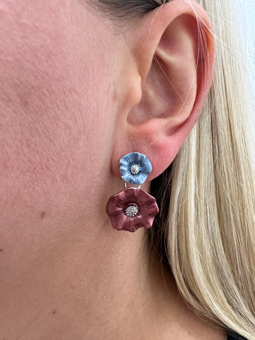 Flora Earrings - Blue & Pink ~ ALL JEWELLERY 3 FOR 2