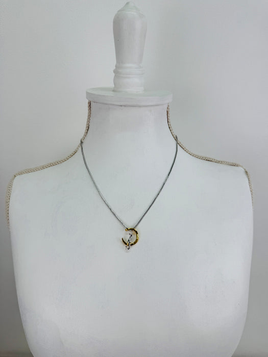 Cat & Gold Moon Necklace