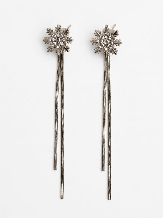 Long Snowflake Threader Earrings