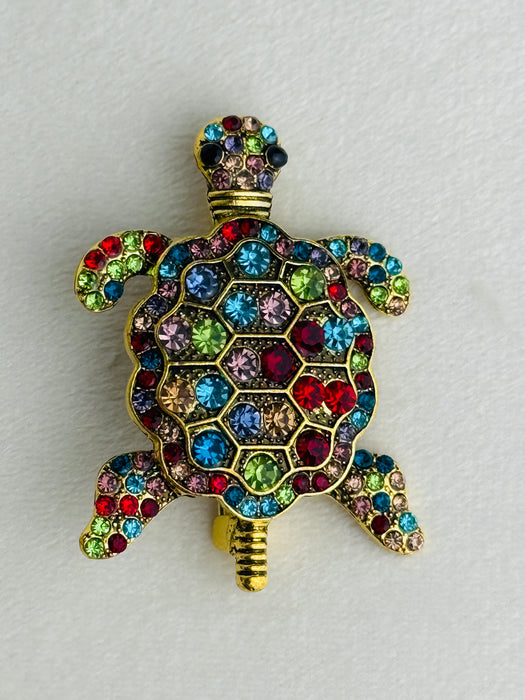 Crystal Turtle Brooch