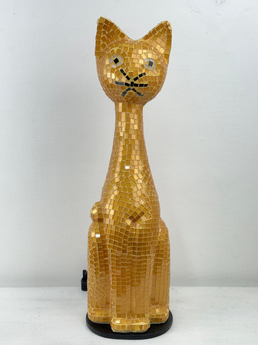 Mosaic Cat Lamp - Gold