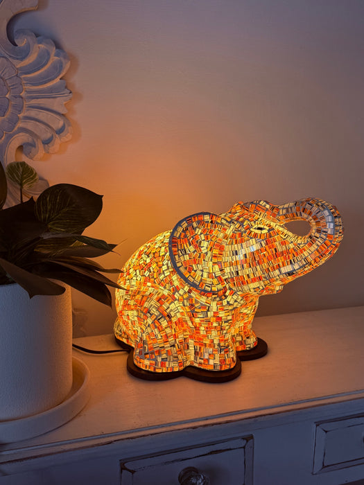 Large Mosaic Elephant Lamp