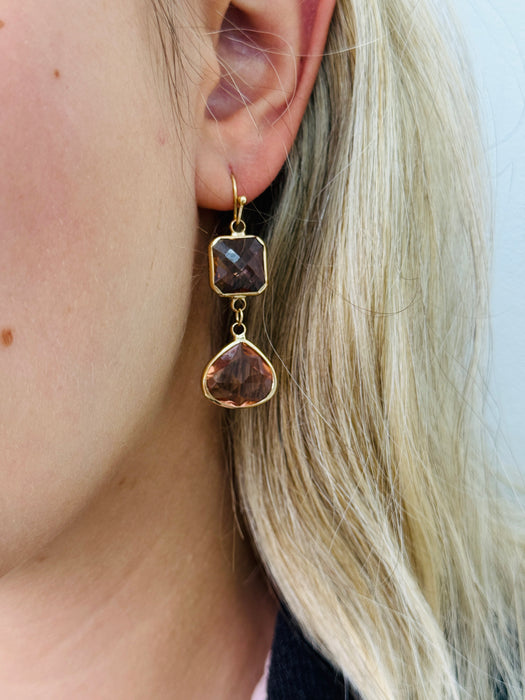 Amara Earrings -  Champagne Blush Crystal