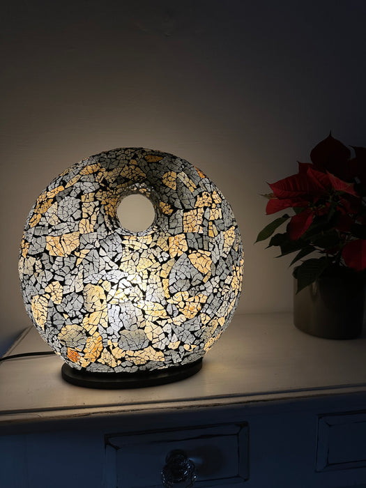 Mosaic Donut Lamp Medium - Black & Gold