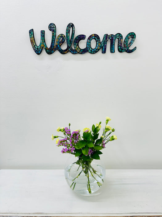 Mosaic Welcome - Cyan