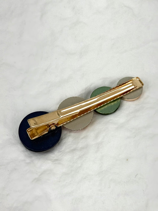 Green & Gold Circle Hair Clip