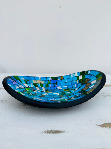 side view of mosaic oval bowl