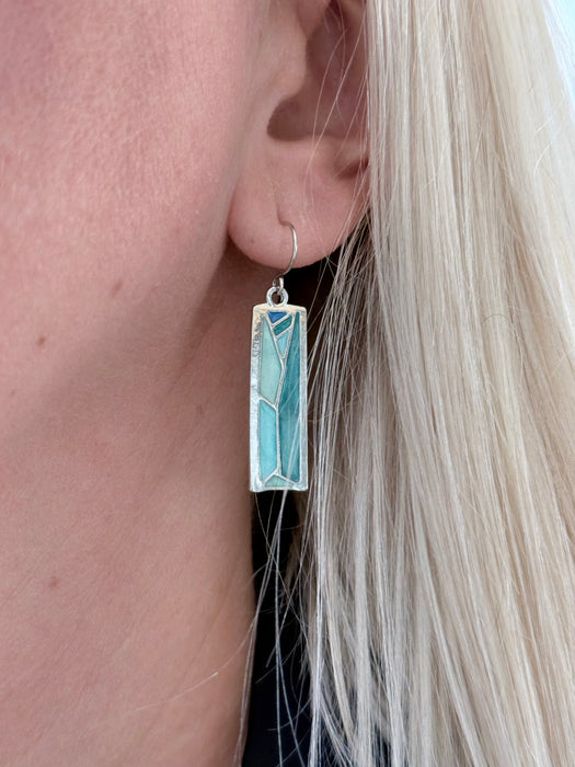 Terra Rectangle Earrings -  Silver