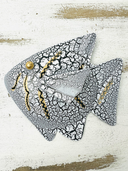 aerial front view of mosaic crackle style fish handmade in bali