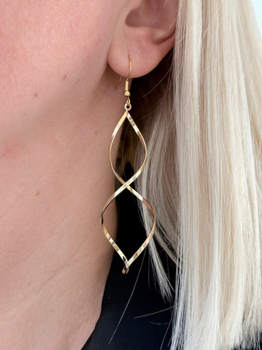Twist Dangle Earrings - Gold
