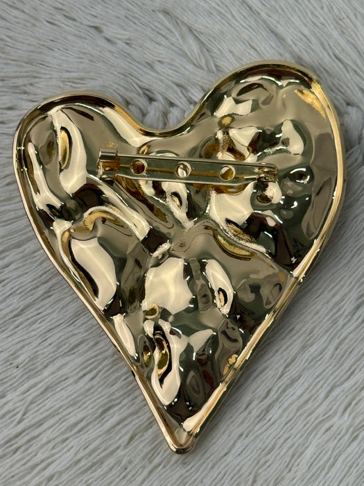 Heart Shaped Brooch - Gold