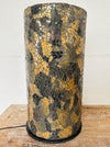 front view of mosaic cylinder lamp with light off