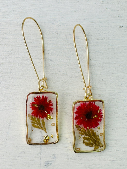 Cressida Earrings - Red Flower ~ ALL JEWELLERY 3 FOR 2