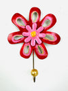 front view of flower hook in red and pink