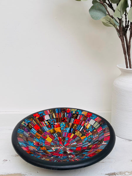 front view of mosaic multicolour bowl