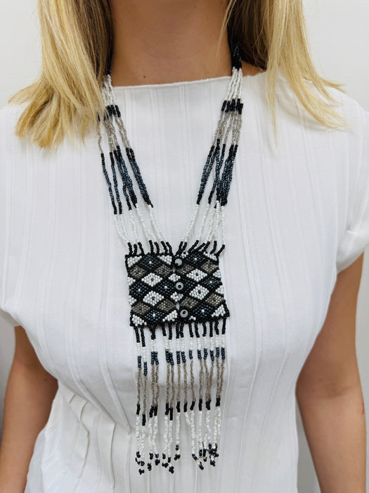 Basilla Necklace - Black & White ~ ALL JEWELLERY 3 FOR 2