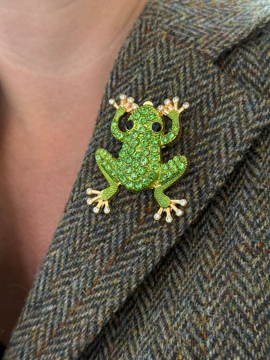 Leaping Green Frog Brooch