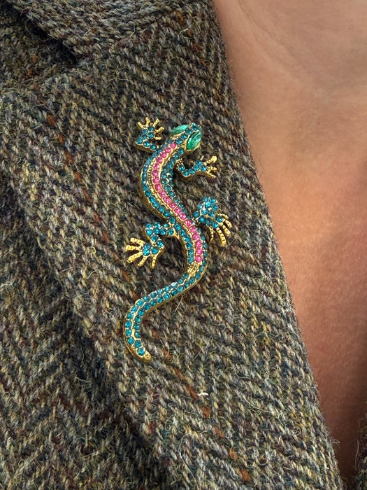 Green Crystal Gecko Brooch